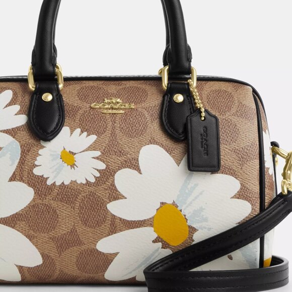 NWT 🌸 Coach Mini Rowan Crossbody Bag In Signature Canvas With Floral Print - Picture 5 of 11